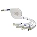 Multi Charger Znines Retractable 4 in 1 Multiple USB Charging Cable Cord Adapter with USB Type C/Micro USB Connector Ports Compatible with Phone, Pad, Galaxy S8, Android More-3ft