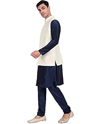 SKAVIJ Men's Indian Dupion Silk Kurta Pajama And