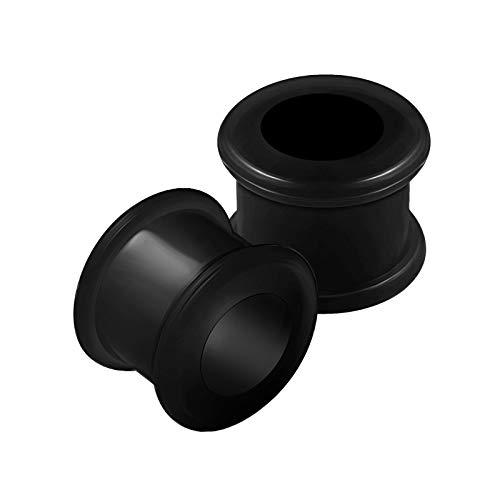 KJM FASHION 2PCS Silicone Black 1/2 inch 12mm Double Flared Saddle Earring Stretcher Ear Tunnel Gauges Lobe Piercing Jewellery 2605
