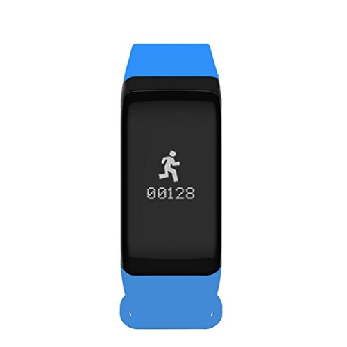 L@YC Waterproof Fitness Activity Tracker with Bluetooth Wireless Sync Tracker Sleep Monitor Pedometer OLED Display, Blue