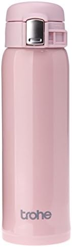Trohe Thermal Water Mug, Stainless Steel Water Bottle, Double Wall Vacuum Insulated Travel Mug, Cold 24 Hrs / Hot 12 Hrs,17 oz Vacuum Flask,Elegant Tubular Shape Mug (PINK)