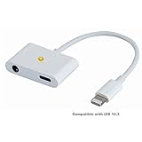 iPhone 7 Lightning Adapter, Premium TPU Lightning to 3.5mm Audio Headphone Jack Adapter Splitter [iOS 10.3 Compatible, Charge + Audio] for iPhone 7 / iPhone 7 Plus (White)