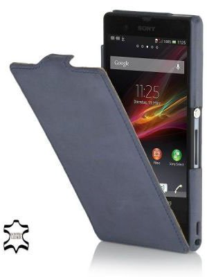 StilGut UltraSlim Leather Case for Google Sony Xperia Z Old Style Ocean Blue โ image 1