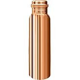 Far Copper Water Bottle Pure Copper Water Bottle For Perfect Ayurvedic Copper Vessel For Sports, Fitness, Yoga, Natural Health Benefits-1000 Ml 32 Oz Leak Proof Joint Free (Pack Of 1)
