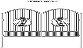 Gate Builders Floridain Steel Entry Gate with 4Ft Cowboy On Horse medallion
