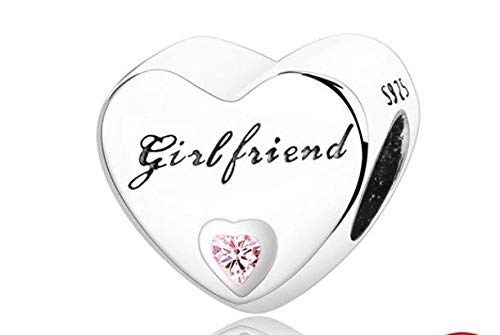 CWOne Designs S925 Sterling Silver Family Moments Love Heart Charm for Pandora Charm Bracelets. (Girlfiend)