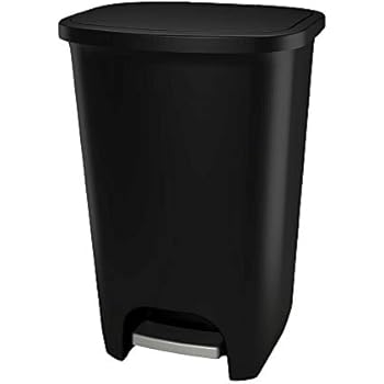 GLAD GLD-74056 75 Liter Extra Capacity Plastic Step Can with CloroxTM Odor Protection | Fits Kitchen Pro 20 Gallon Trash Bags, Matte Black