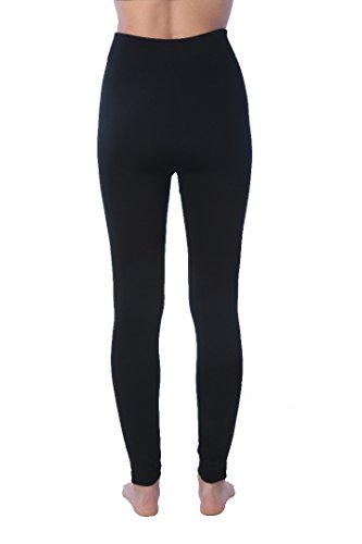 Women's Seamless High Waist Brushed Fleece Lined Legging,2 Black,Large / X-Large - Thumbnail 3