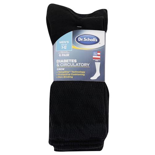Dr. Scholl's Work mens Diabetes & Circulator Socks - 4 & 6 Pair Packs - Non-binding Moisture Management