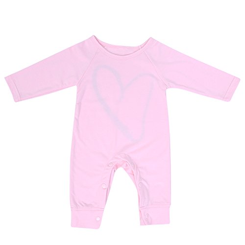 Chinatera Baby Girls Fall Clothes Love Printed Long Sleeve Cotton Soft Romper Newborn Jumpsuit (6-12 M, Pink)