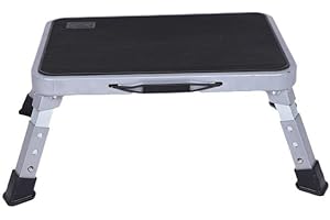 Foldable Step Stool Adjustable Step Stool with Non-Slip Platform Folding One Step Ladder with Rubber Feet and Handle for Kitc