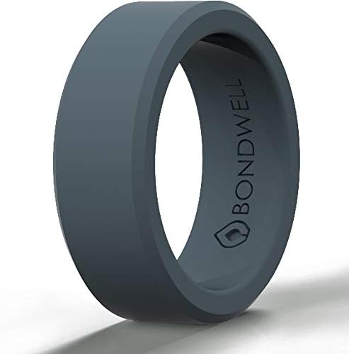BONDWELL Silicone Wedding Ring for Men Save Your Finger & A Marriage Safe, Durable Rubber Wedding Band for Active Athletes, Military, Crossfit, Weight Lifting, Workout