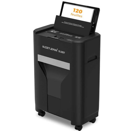 120 Sheets Self-Powered Paper Shredders P4, 60 Min Non-Stop, Manual 8 Sheets, Anti-Plug, 20L Bin, Professional Commercial Home Use Home Office Medical Home School