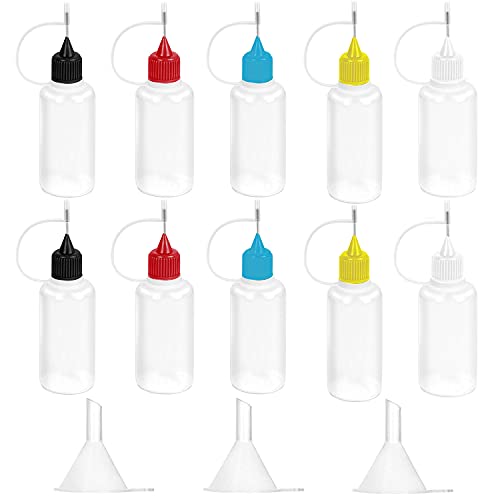 10 Pcs 1 Ounce Precision Tip Applicator Bottle 30 ML Translucent Glue