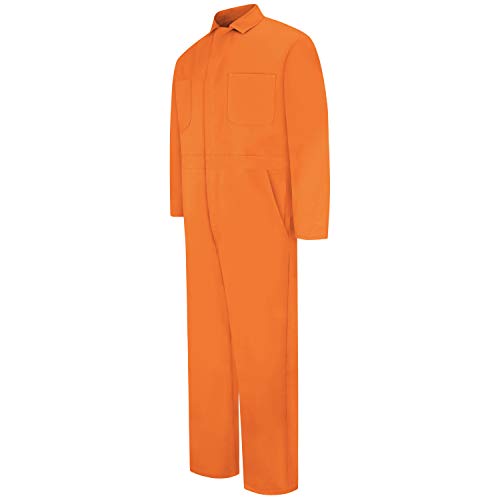 Red Kap Men's Snap Front Cotton Coverall, Oversized Fit, Long Sleeve, Orange, 54