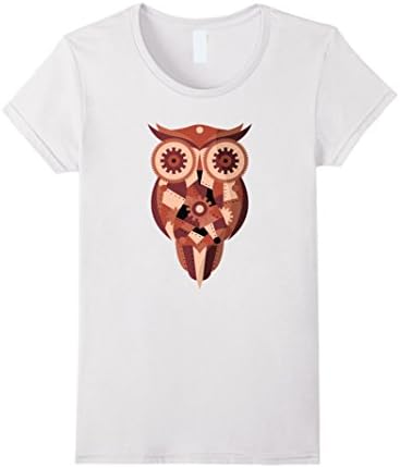 Womens Steampunk Owl Shirt Small White