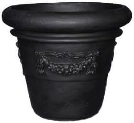 Amedeo Design ResinStone 2506-16B Rolled Rim Garland Planter, 30 by 30 by 25-Inch, Black
