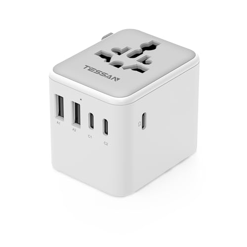 TESSAN Universal Travel Adapter with 2 USB A and 3 USB C, 28W Max | International Socket Adapter International Socket for American USA Japanese UK English Australia Mexico