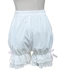 ZKCostume Women's Cute White Cotton Lace Ruffle Hem Lolita Bloomers