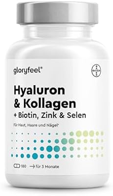 Hyaluronsäure + Kollagen 180 Kapseln - mit Biotin, Vitamin C, Zink, Selen & Silizium - für Haut, Haare, Nägel* - laborgeprüft & in Deutschland entwickelt