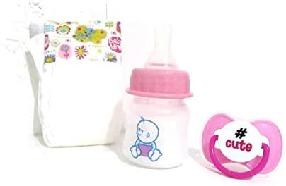 Dunn Associates Baby Doll Set Compatible with The Older, Wide Open Mouth, Super Snackin Lily + Baby Alive Diaper (Designs Vary) + Cute Pacifier- Doll NOT Included - Age 6 or Older.