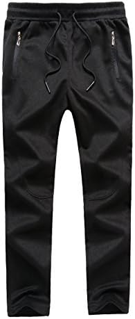 Boy's Basic Sportswear Jogger Pants Drawstring Running Trousers With Zip Pockets Black Size 16