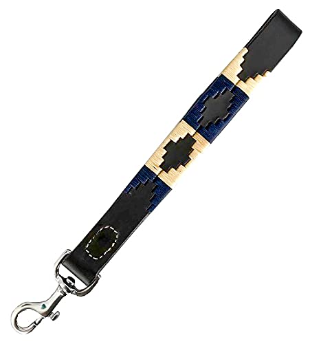 Carlos Diaz Genuine Leather Waxed Embroidered Polo Dog Leash Walking Training Short Traffic Lead With Looped Handle