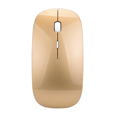 Cywulin Rechargeable Slim Silent Mouse Wireless Mouse Gaming Mouse for PC Laptop Games GD for Desktop, Laptop, PC, Pro Noteboook, (Gold)