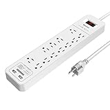 Huntkey 12 Outlets Surge Protector Power Strip with 2 USB Ports (5V 2.4A with Smart IC Technology), 6-Foot Heavy Duty Extension Cord, SMC127
