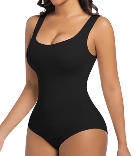 Photo 1 of ONEW Shapewear Bodysuits for Women Tummy Control Body Shaper Seamless Waist Trainer Scoop Neck Going out Tops,Black,X-Large