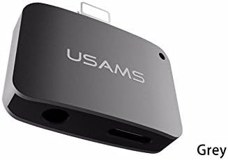 USAMS 2 in 1 For Lightning to 3.5mm AUX Adapter for IPhone 7 & Iphone 7 Plus Gray