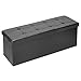 AMOOLY XL Faux Leather Folding Storage Ottoman Bench, 43 inch Storage Chest Footrest Padded Seat Black