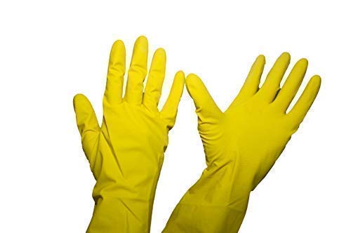 Latex Cleaning Gloves for Washing Kitchen, Bathroom and more (Medium, Yellow)