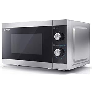 SHARP YC-MS01U-S 800W Solo Microwave Oven with 20 L Capacity, 5 Power Levels & Defrost Function – Silver