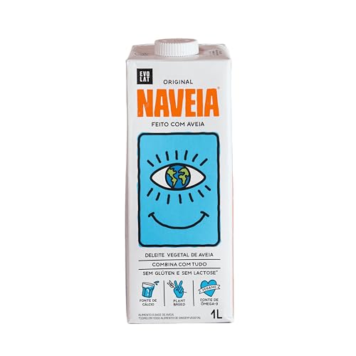 Naveia Pack 12x Leite Vegetal de Aveia Original 1L - Vegano, Sem Lactose e Sem Glúten