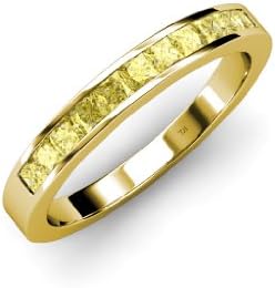 Yellow Sapphire 11 Stone Princess Cut Wedding Band 0.60ct tw in 14K Yellow Gold.size 6.5