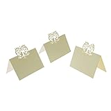 UNIQLED Pack of 60 Laser Cut Perfect Pair Love Birds Paper Wedding Table Numbers Place Card Escort Name Cards for Wedding Party Decoration (Ivory)
