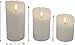 EGI - Set of 3 Flickering Real Wick Flameless Candles with Remote Control and Timer - Realistic Led Candles - Made with Real Wax