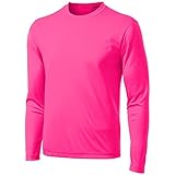 DRI-Equip Long Sleeve Moisture Wicking Athletic Shirt-Large-NeonPink