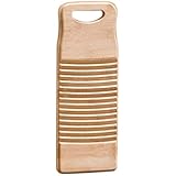 TOPBATHY Wood Washboard Practical Clothes Bamboo Washboard Anti-slip Laundry Cleaning Board Manual Clothes Washing Tool for Home School - 40cm