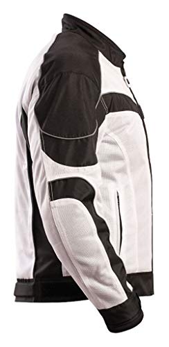 BILT Techno Mesh Motorcycle Jacket - 5XL, White/Black