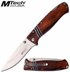 Mtech "Elemental" Lockback Knife- Brown Pakkawood