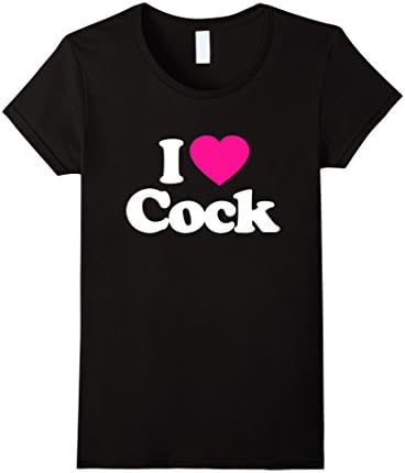 Women's I Love Heart Cock Funny T-Shirt Small Black