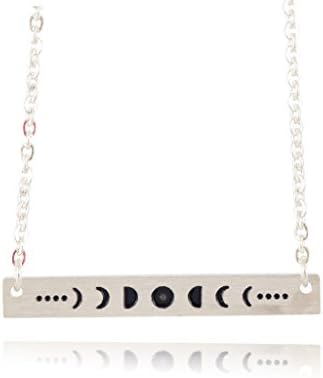 In Your Dreams Moon Phases Necklace, Dainty Silver Plated Round Pendant