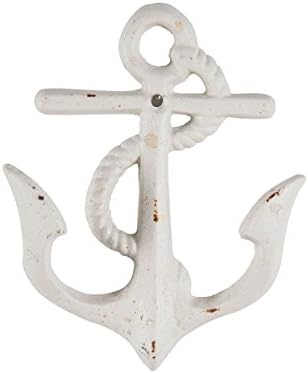 White Distressed Anchor Cast Iron Wall Hook