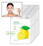BeauuGreenPremium Beauty SheetEssenceMask Clarifying Lemon Pack-10 Age Defying Organic Herbal Essence Ingredient Korean Formulas -K-Beauty Skin Care Peel OffFacial Mask Bundle -10 Masks Included