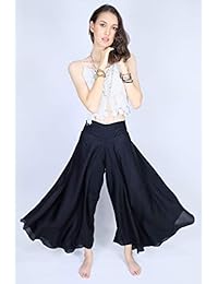 Pantalones de algodón rosa con mariposas, palazzo para dama Petite, US4-12, pantalones de pierna súper anchos, pantalones gitanos, pantalones hippie, pantalones bohemios
