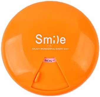 uyhghjhb Rotatable Smile Letter Print Portable Pill Organiser Box Pill Box Orange