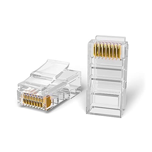 Mr. Tronic Rj45 Cat 6 Connectors | 100 Rj45 UTP Connectors for Network Cable, Internet Cable, Lan, PC, Router | Ethernet 8P8C (100 Pack, Cat 6, UTP)