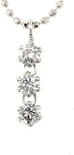 【KASHIMA】プラチナ900台 0.2ct ダイヤモンド ３ストーン ペンダント ネックレス SVチェーン